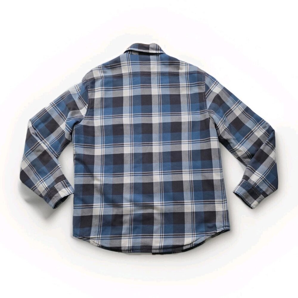 J Crew Workwear Plaid Shacket Men M Blue White Sherpa Lined Cotton Cabin Outdoor - Picture 16 of 16
